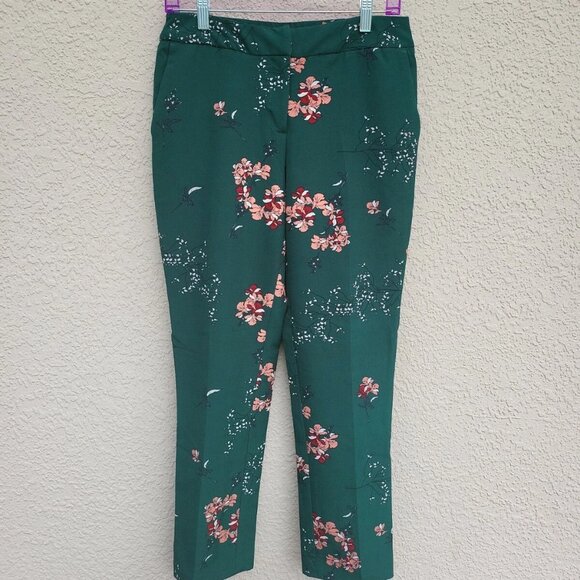 Carolina Belle Women's Montreal Floral Green Stretch Pants Size 10 - Picture 1 of 5